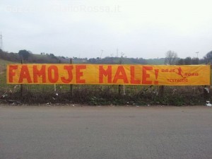 Striscione esposto a Trigoria