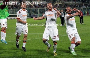 fiorentina roma esultanza Osvaldo Totti Balzaretti