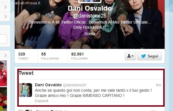 Tweet Osvaldo