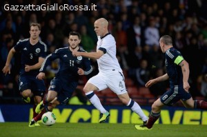 Bradley in azione nell'amichevole Scozia-Usa