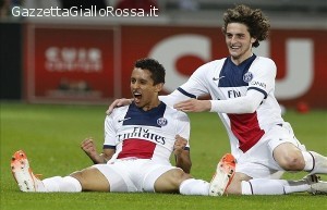 Rabiot e Marquinhos esultano