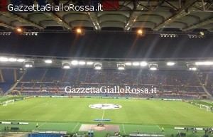 Lo stadio Olimpico nel pre-partita di Roma-Cska Mosca
