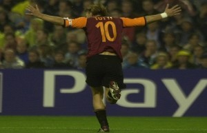 L'esultanza di Totti nella magica serata del Bernabeu