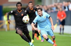 Capradossi in azione contro il Manchester City in Youth League