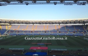 Lo stadio Olimpico pronto per Roma-Feyenoord