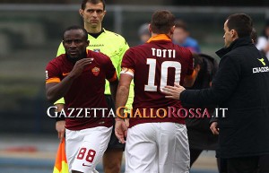 Verona-Roma Sostituzione Totti Doumbia