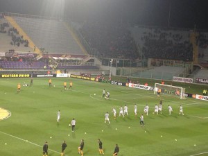 Riscaldamento Fiorentina-Roma