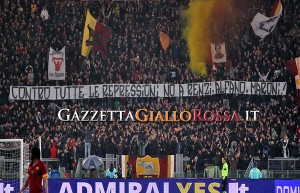 Roma-Sampdoria striscione Curva Sud