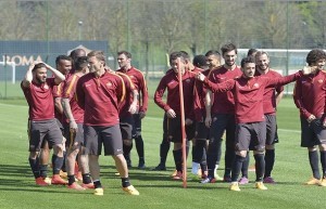 Allenamento a Trigoria (foto asroma.it)