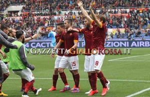 Roma-Napoli esultanza squadra