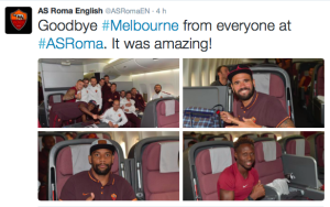 Tweet Roma partenza da Melbourne