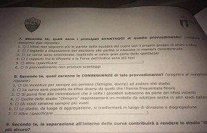 Il Questionario sulle barriere distribuito all'entrata della Sud