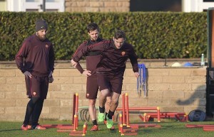 Totti, Pjanic e De Rossi in allenamento (foto asroma.it)