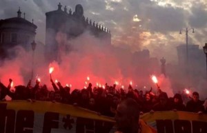Tifosi del Galatasaray al centro di Roma