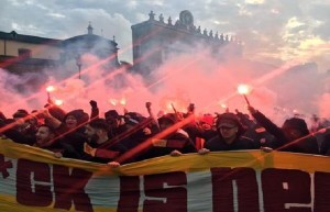 Tifosi del Galatasaray a Piazza del Popolo 