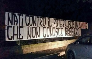 Striscione a Testaccio