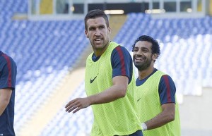 Strootman e Salah (foto asroma.com)