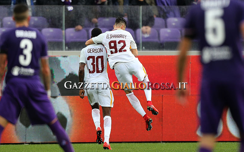 Fiorentina-Roma esultanza Roma