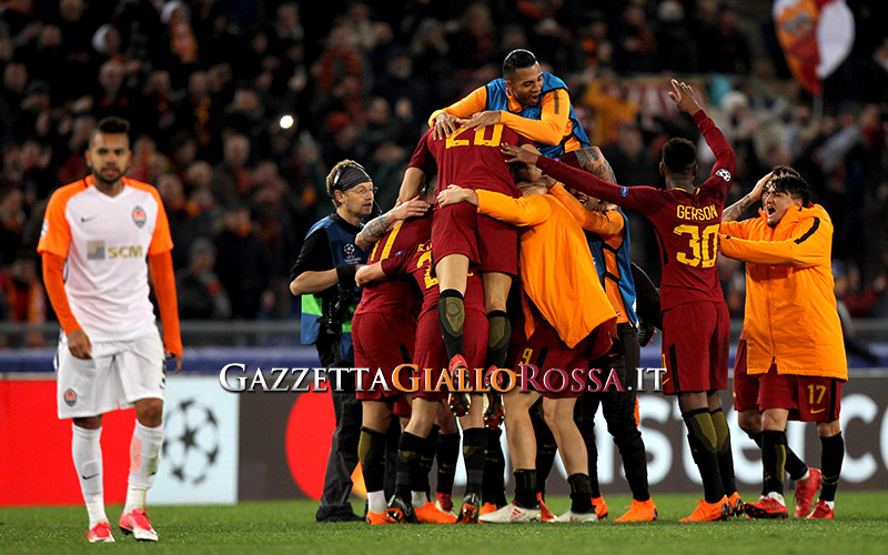 Roma-Shakhtar Donetsk esultanza Roma