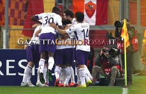 Roma-Fiorentina esultanza Fiorentina